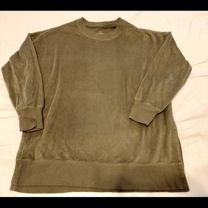 Aerie Army Green Velour Oversized Sweatshirt